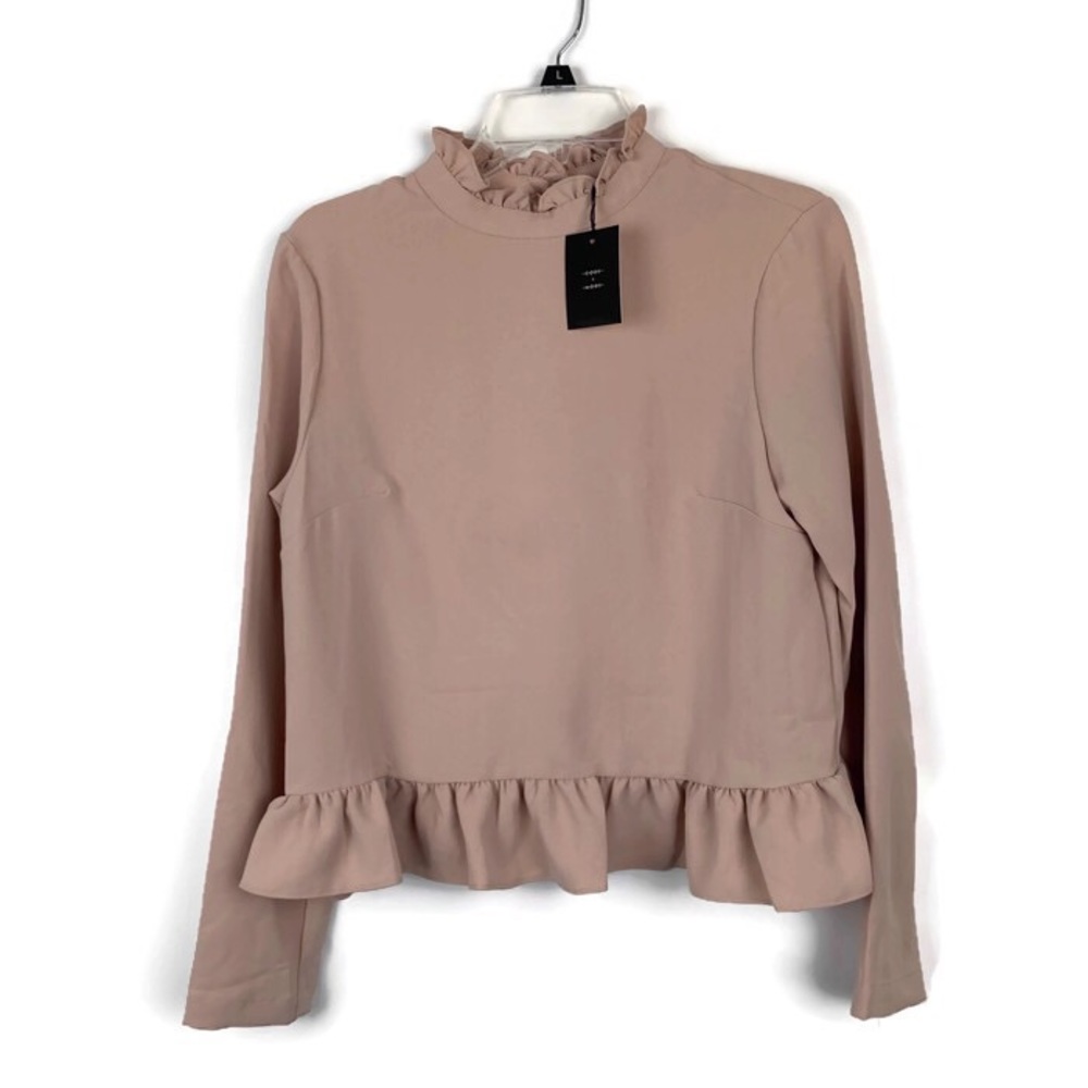 Code x Mode M Top Nude Ruffle Neck Hem